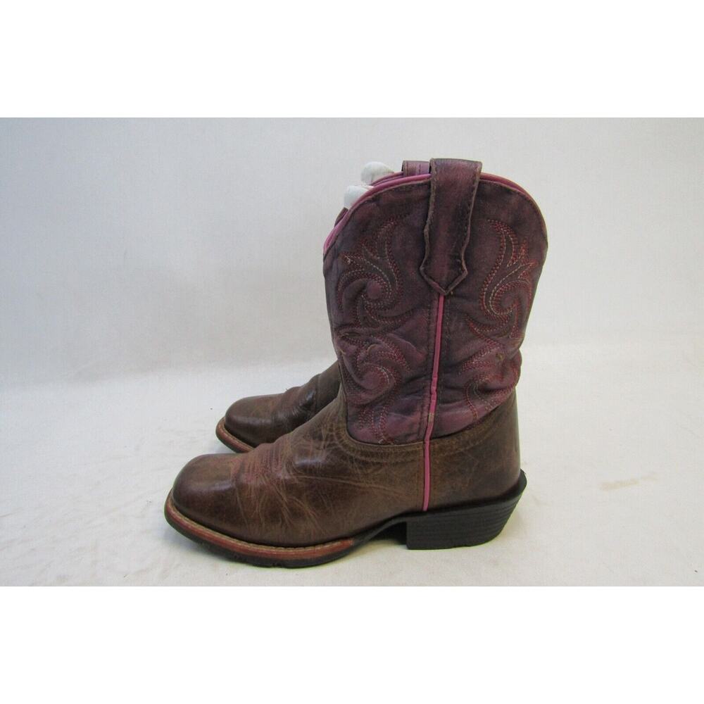 Dan Post Youth Size 2 D Purple Brown Leather Cowboy Western Boots